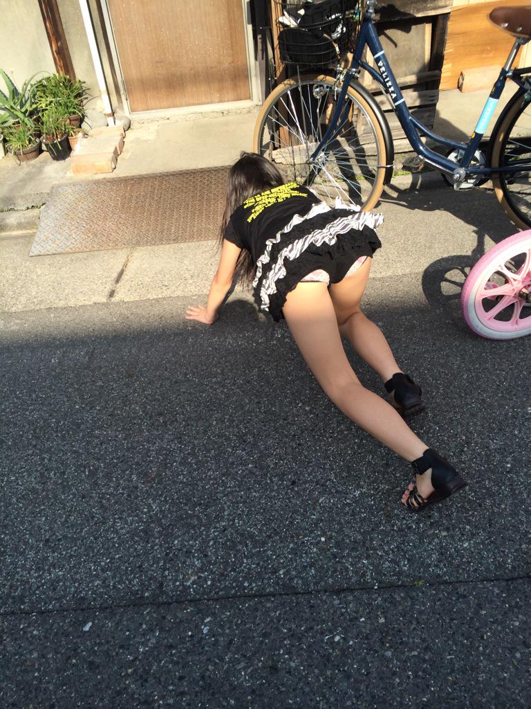 自転車パンチラ 