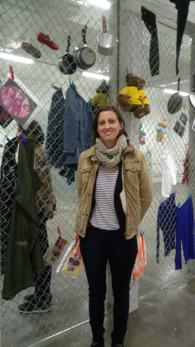 newbelfast's tweet photo. Katie Atkinson of @datasnapio in San Fran at her mum Margaret Harrison artwork in Golden Thread Gallery #BelTech15 http://t.co/Y8yjZ03Uje