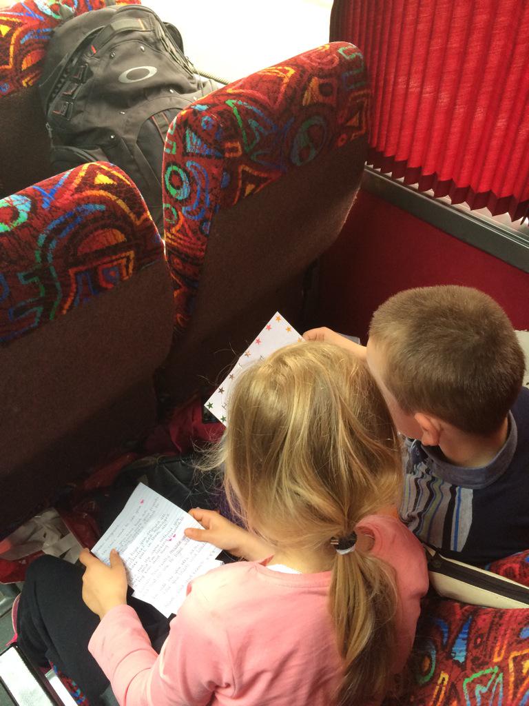 AMBERLEYPRIMARY's tweet photo. Ahh, reading letters from our families on the way home from High Borrans. #feeingloved❤️ http://t.co/2bp6xpTT7r