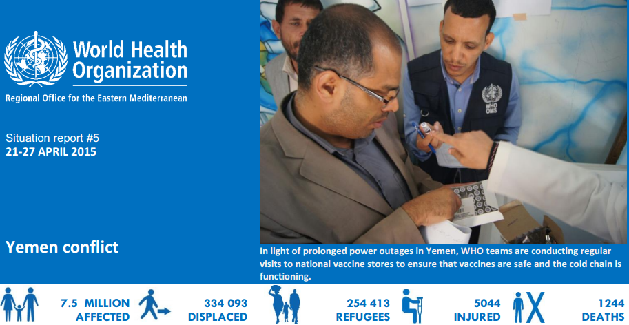 WHO's tweet photo. Latest WHO situation report on #Yemen http://t.co/XLP2wMYxNl http://t.co/DtEyx1VD4a