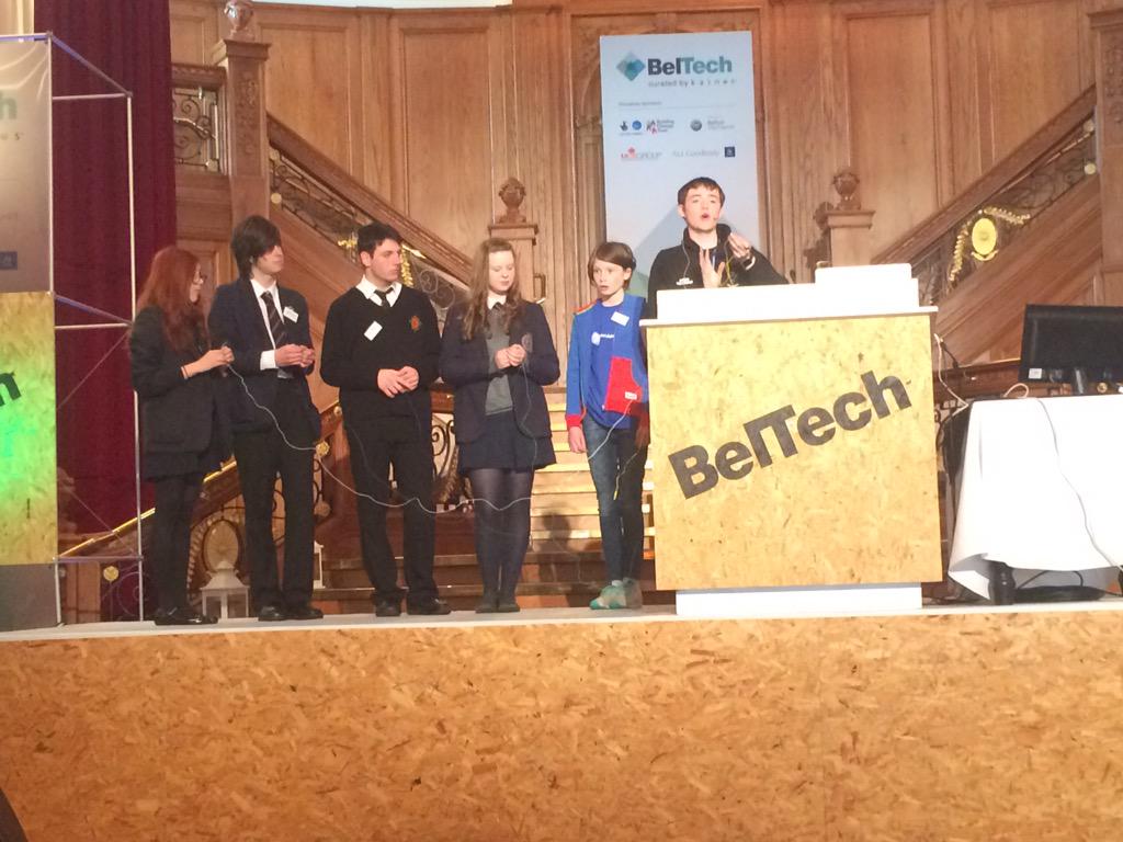 KainosSoftware's tweet photo. Now we're playing the world's craziest game of Pacman with @gbaman1 during his @Raspberry_Pi session. @beltech2015 http://t.co/Uy5VxtI3uW