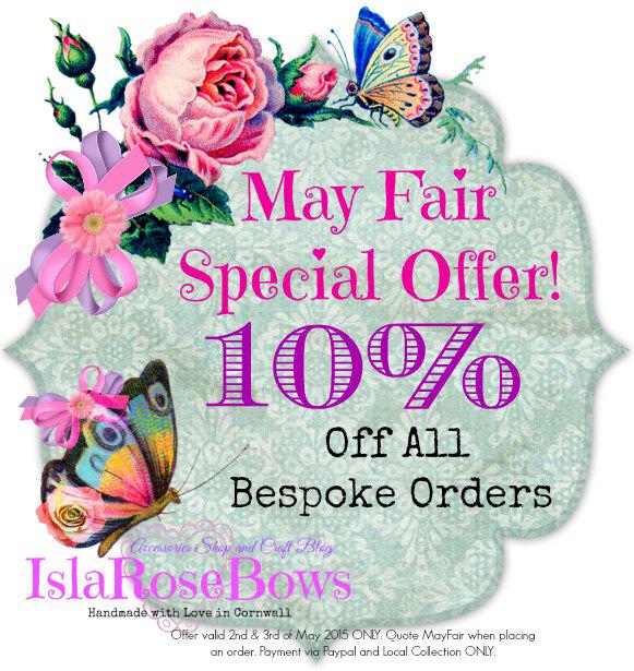 #LoveSaltash #MayFair #SpecialOffer 10% off all bespoke orders 2nd/3rd of May 2015. Happy shopping bow-tiquers!
