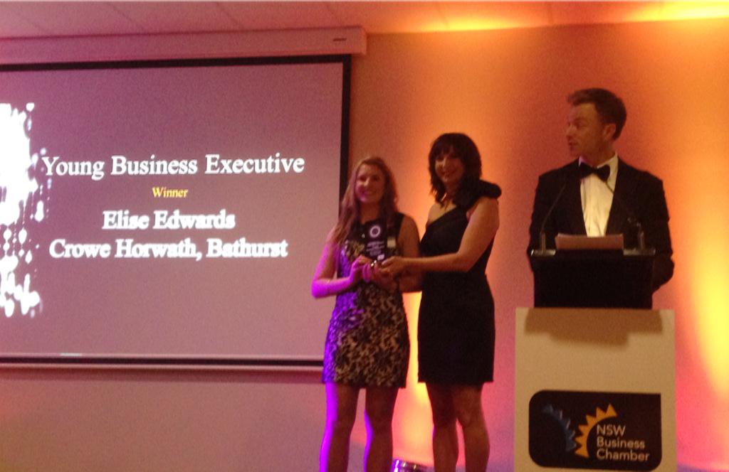 WesternNSWBC's tweet photo. Congratulations Elise Edwards, @CroweHorwath - Young Business Exec winner! @ABCCentralWest @NSWBC @WesternAdvocate http://t.co/ynx5XYgiAo