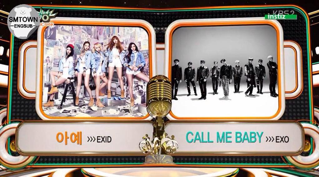 Cheri_Yan's tweet photo. 150501 สัปดาห์นี้ EXO มีชื่อเข้าชิงที่ 1 กับ EXID @ รายการ Music Bank (cr: SMTownEngSub) http://t.co/kitKiqszKw