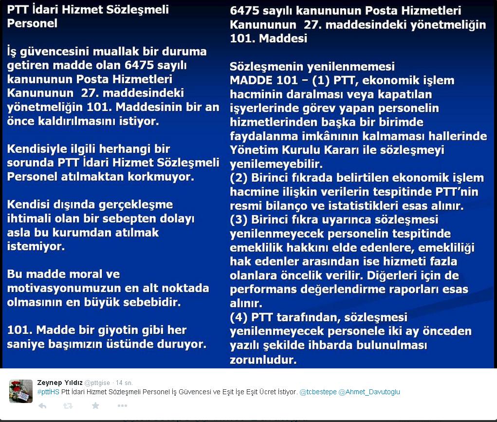 pttgise's tweet photo. @Hasan_Dumlu @lutfielvan #pttİHS Ptt İdari Hizmet Sözleşmeli Personel İş Güvencesi ve Eşit İşe Eşit Ücret İstiyor http://t.co/NVVlIJz85I