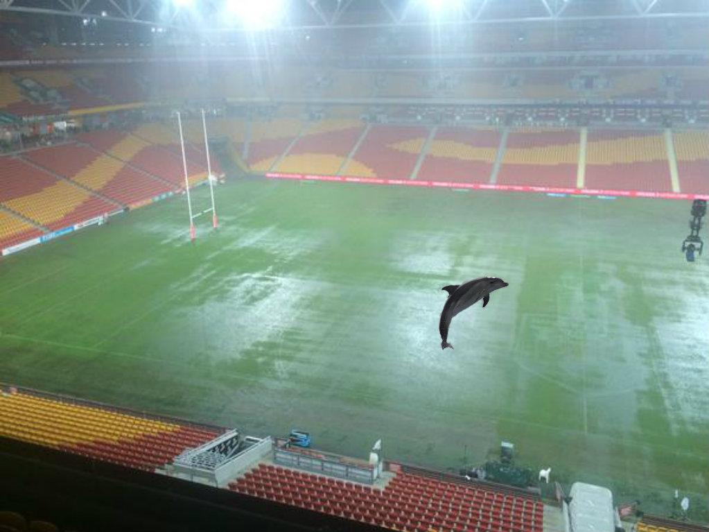 NJL1980's tweet photo. JUST IN Meanwhile at Suncorp Stadium this is happening.... no wonder NRL Anzac Test postponed http://t.co/6kOF3cvtUf