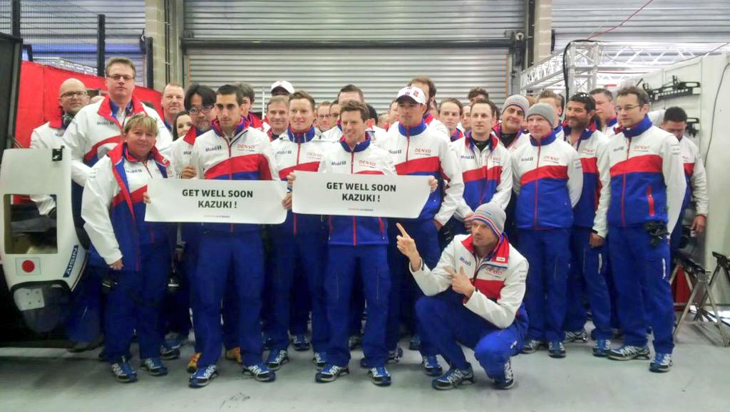 ToyotaRacingWEC's tweet photo. Everyone in the team sends very best wishes to @kazuki_info! Get well soon Kazuki! #WEC6hSpa @FIAWEC #Toyota http://t.co/EE0SYxTrNO