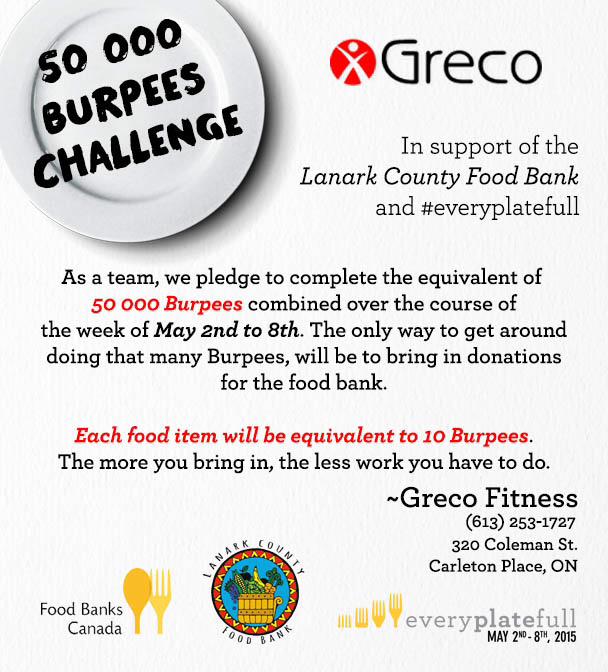 Are you ready <a href="/GrecoCP/">Greco Carleton Place</a> ?! The challenge starts Sat 8am! More food=less Burpees!!