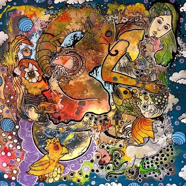 maggioart's tweet photo. "Rainbow Grenade" - mix media - please like my page at https://t.co/tEOxG84bj6 thank you! :) ;) M @harngallery http://t.co/iCtpkOHncT