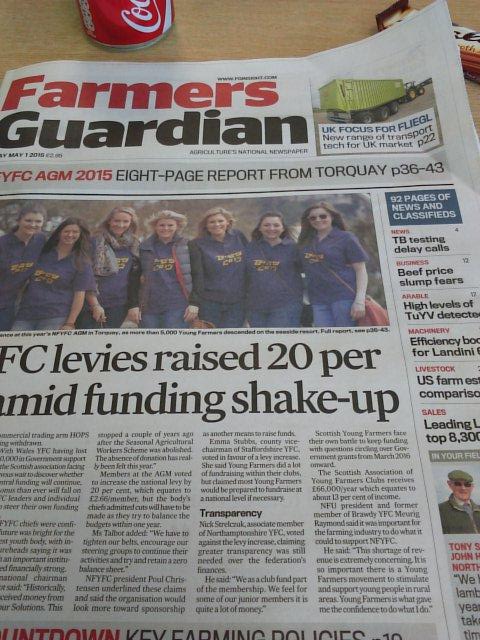 <a href="/ChaseYFC/">Chase YFC</a> member and <a href="/StaffsYFC/">Staffordshire YFC</a> vice chairman Emma Stubbs makes front page of Farmers Guardian! #yfc #yfcagm <a href="/NFYFC/">NFYFC</a>