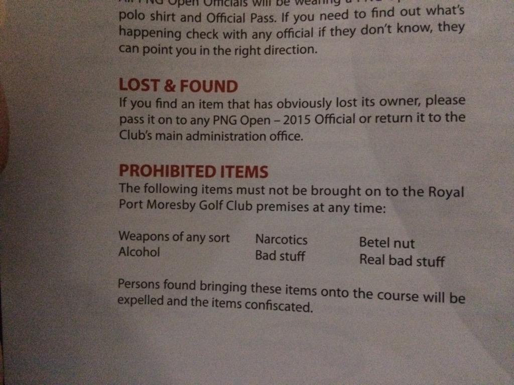 aaronjwilkin's tweet photo. Just read... I'm done. Only in PNG #prohibiteditems #howbadisbad π http://t.co/SLAttBYWp5