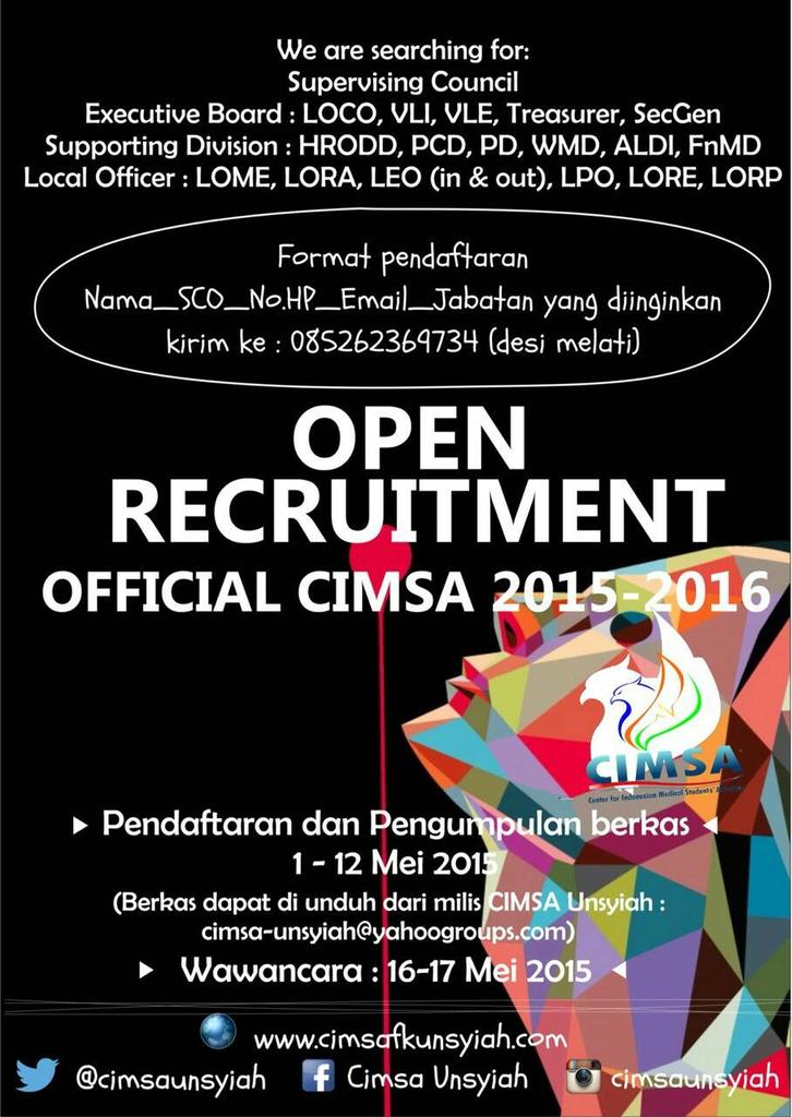 Yuuks CIMSAers daftarkan diri menjadi official terkece 2015/2016 yuks