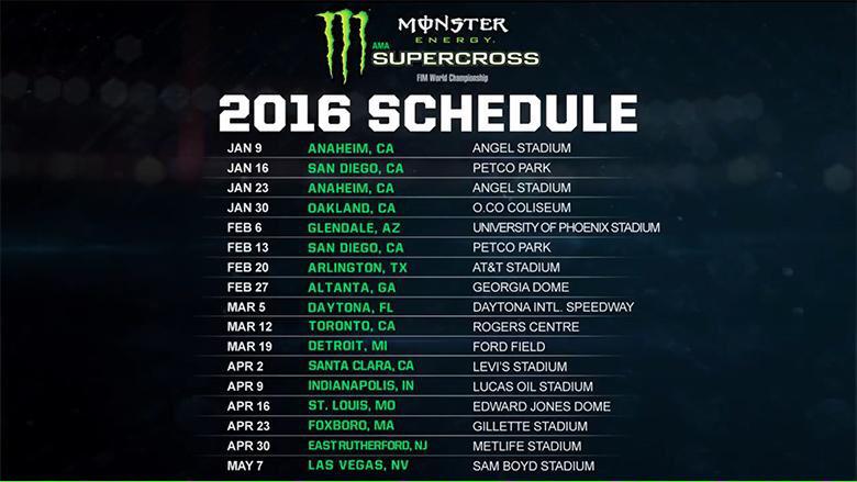 MotoNowBlog's tweet image. Official 2016 Supercross schedule. #SXonFOX #SX2016