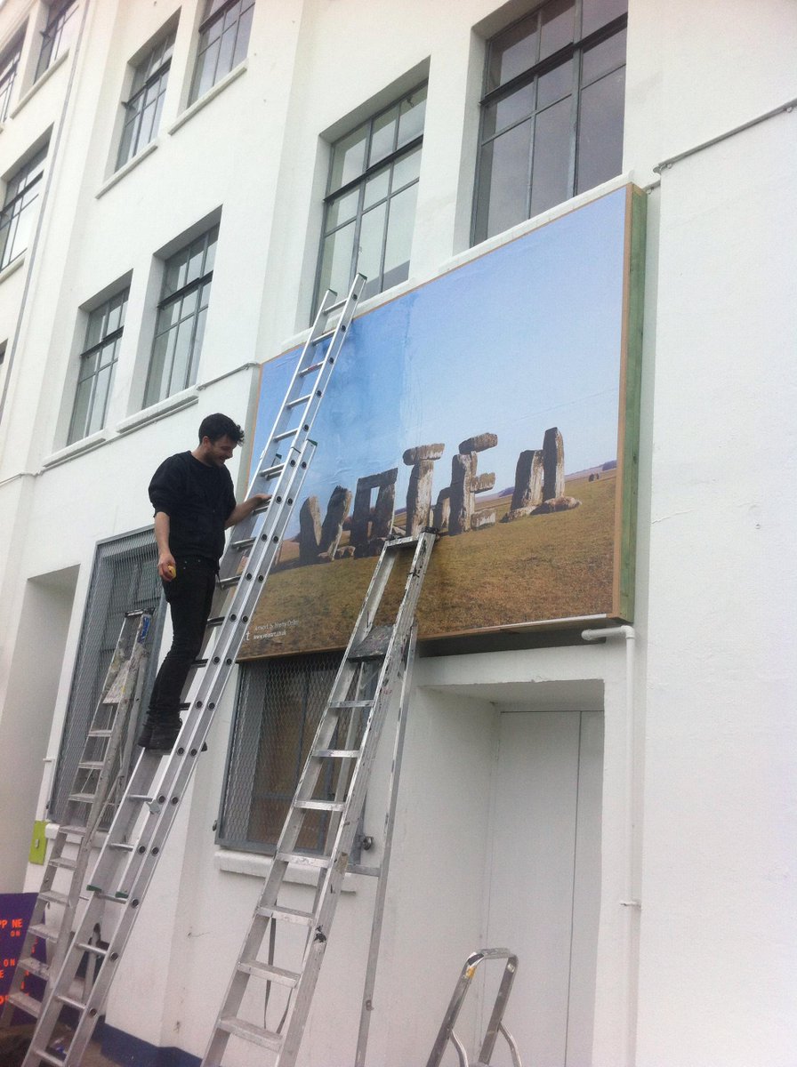 MattsGallery's tweet photo. Putting the finishing touches to our Jeremy Deller billboard outside @MattsGallery #VOTE http://t.co/IyU7mHuXzA