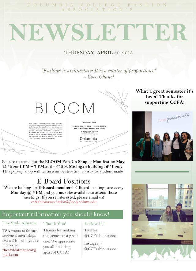 CCFashionAssoc's tweet photo. Here is our last official newsletter of the semester! Good luck with finals everyone! http://t.co/lZmAglcUut