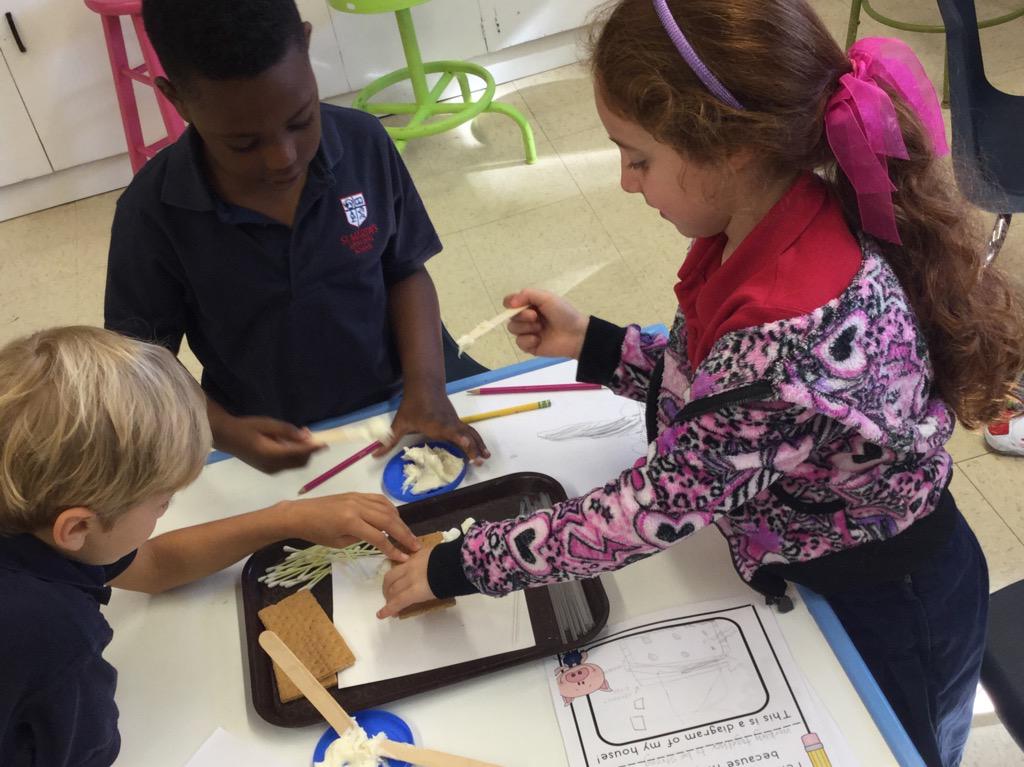 stmkindergarten's tweet photo. This week in the STeaM lab, K students built houses for the three little pigs that could withstand the Big Bad Wolf! http://t.co/osWimAVMy1