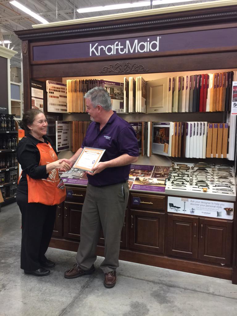 Great job Kathleen at HD #1106 Kraftmaid Sliver Award. Selling $180,000 last year in Kraftmaid cabinets!!!