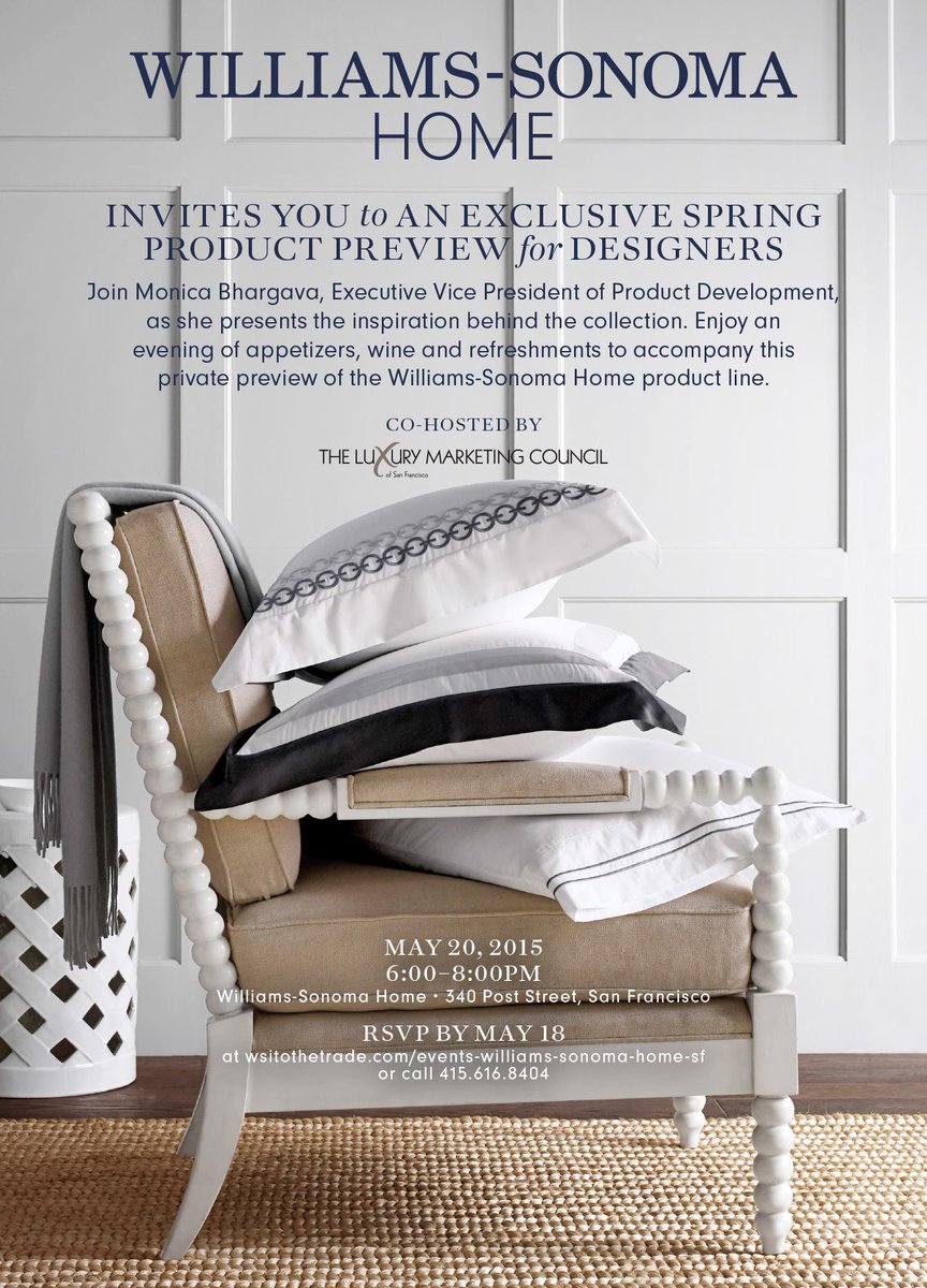 WStradecontract's tweet photo. SF Designers! Join us on 5/20 for an exclusive preview of the new WSH product line. RSVP at http://t.co/pLAIyE14ks http://t.co/SD6k1vTSGM