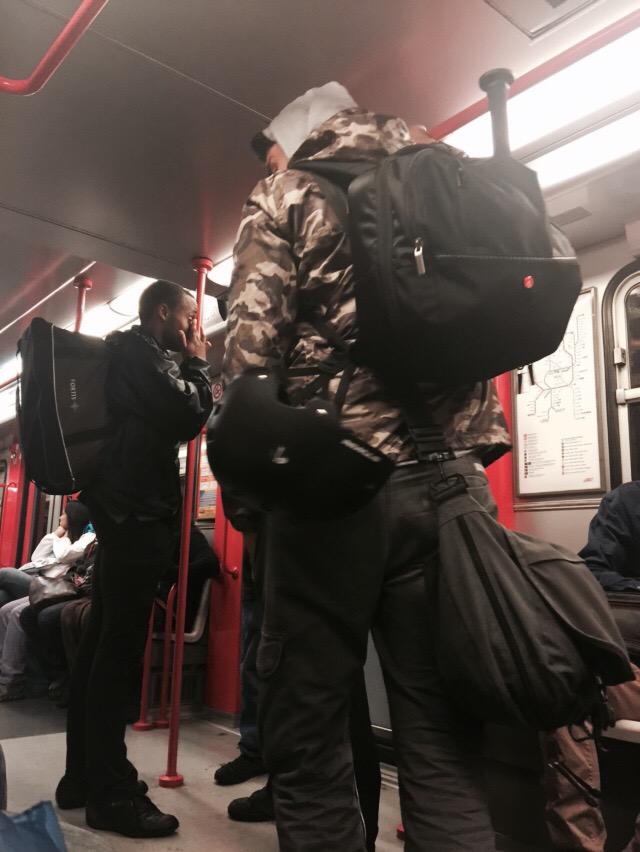 natlabia's tweet photo. Black block armato in metrò #milano1maggio http://t.co/mByKpQlH6v