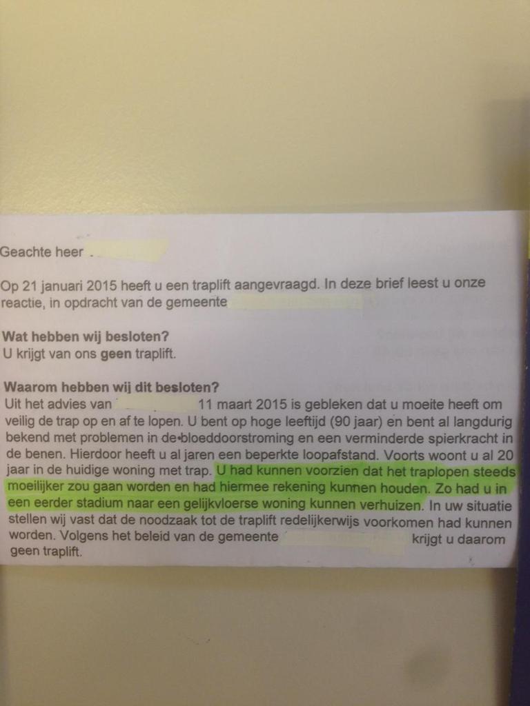 Op 't gemeentehuis van #Alphen #adRijn zit een gefrustreerde ambtenaar die dit soort botte tekst aan ouderen stuurt.