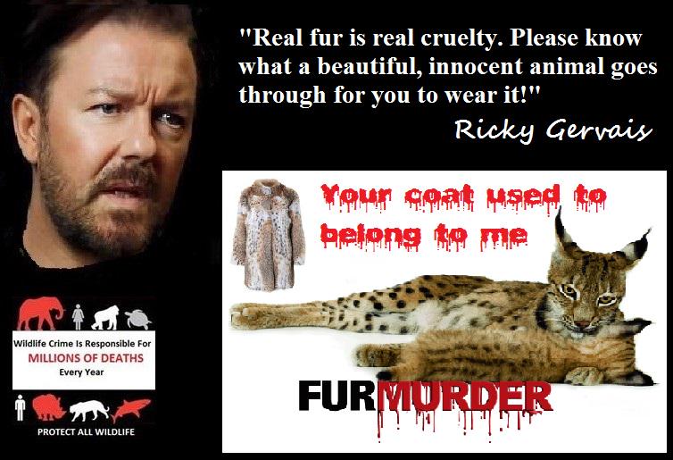 Protect_Wldlife's tweet photo. Please RT If You Agree! "Real Fur Is Real Cruelty" - @rickygervais! #FurFreeFriday #FurFreeAlways http://t.co/KJbDwfrNcJ