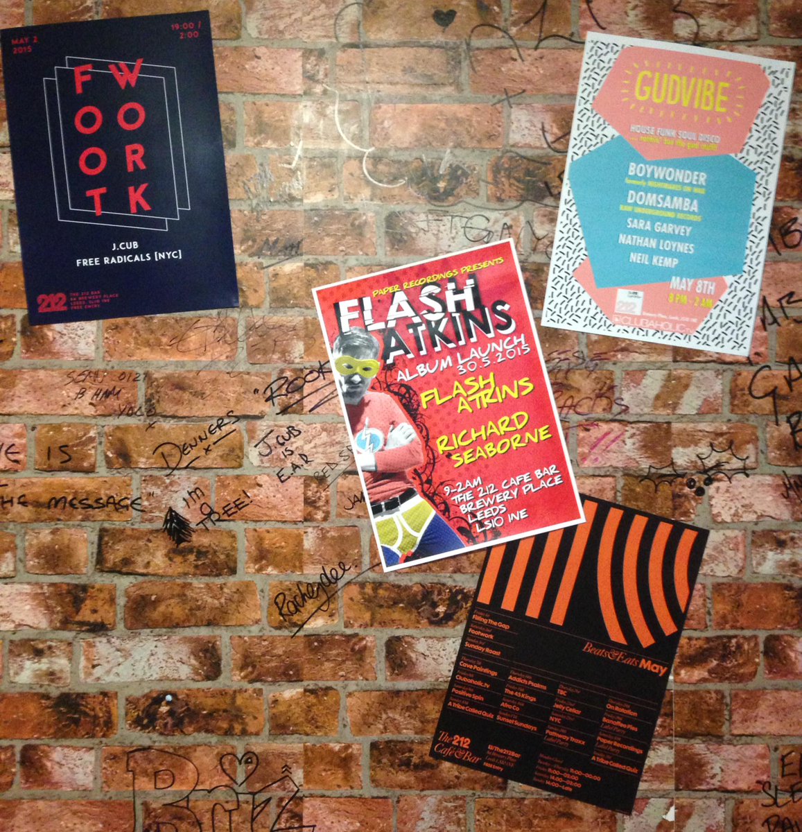 The message is on the Wall and it basically says PARTIES @ The 212 #LovinLeeds #Paperrecordings #Leeds #DJ #Music