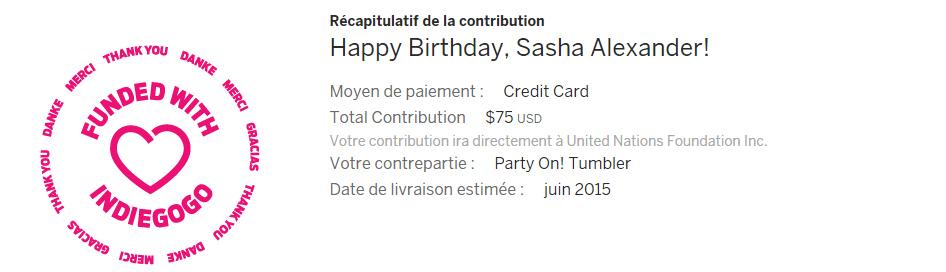 Just donate! go people! Help us support GirlUp for Sasha\s bitrthday!  