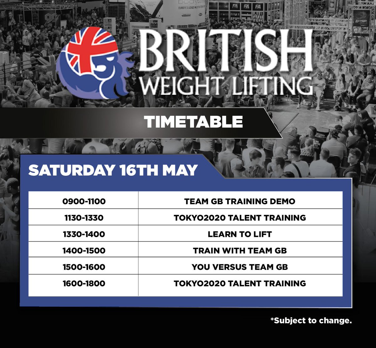 BodyPowerExpo's tweet photo. Check out the three-day timetable for the #BritishWeightlifting Feature area at #BodyPowerExpo. #2WeeksToBodyPower http://t.co/kmUs6oyb4G