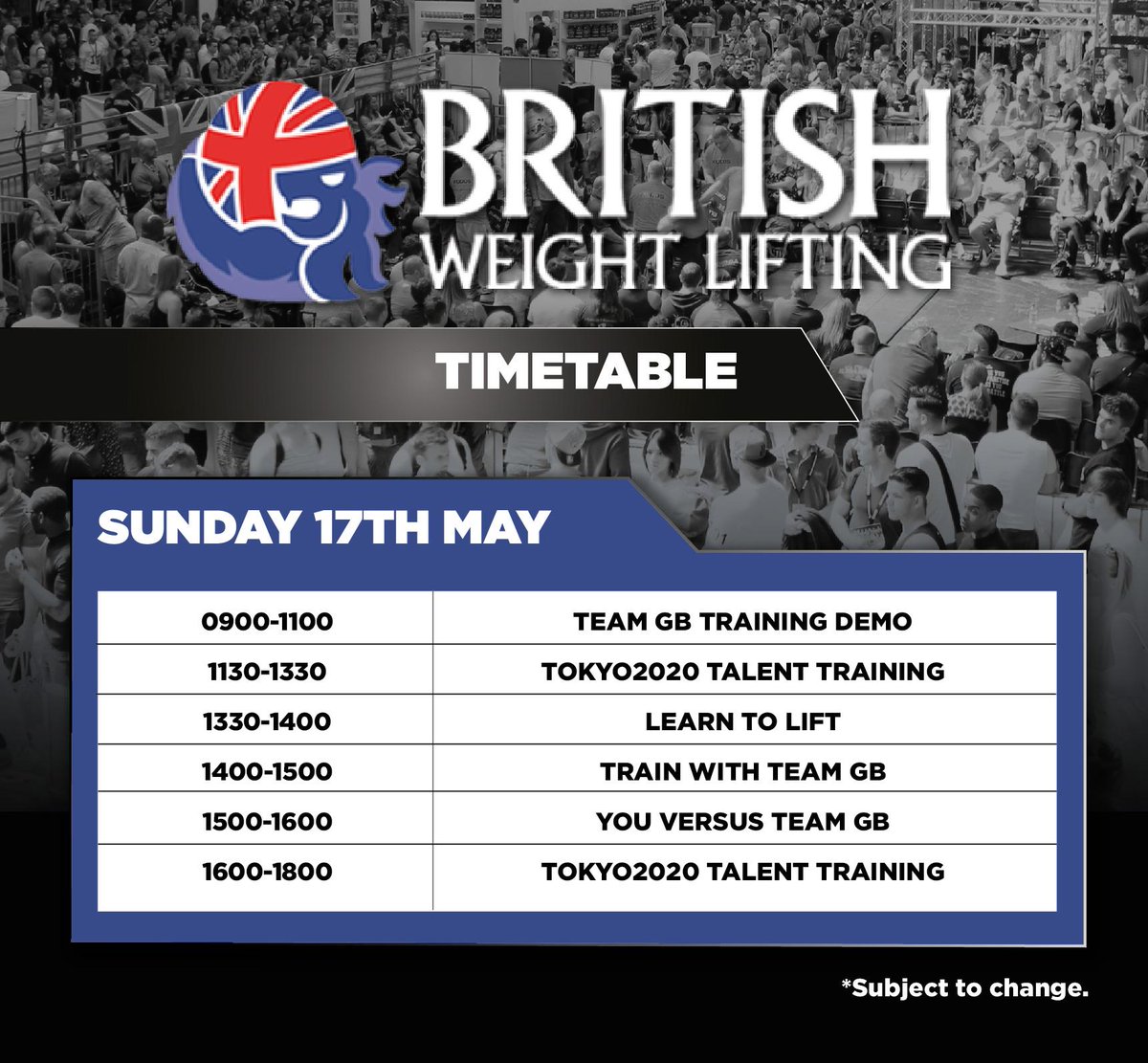 BodyPowerExpo's tweet photo. Check out the three-day timetable for the #BritishWeightlifting Feature area at #BodyPowerExpo. #2WeeksToBodyPower http://t.co/kmUs6oyb4G