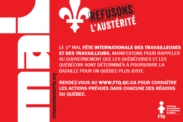 Conf Presse 10h30 Collectif Refusons l'austérité <a href="/AusteriteColl/">Refusons l'austérité</a> en direct sur <a href="/RadioCanadaInfo/">Radio-Canada Info</a> #1ermai #polqc