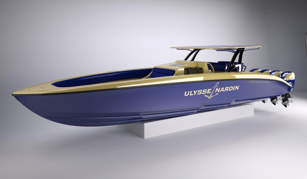 YachtMarques's tweet photo. #Ulysse_Nardin Marine Diver Midnight Express Edition timepiece. Ohhhh ... and their powerboat too! Outstanding http://t.co/4BecOITDRD