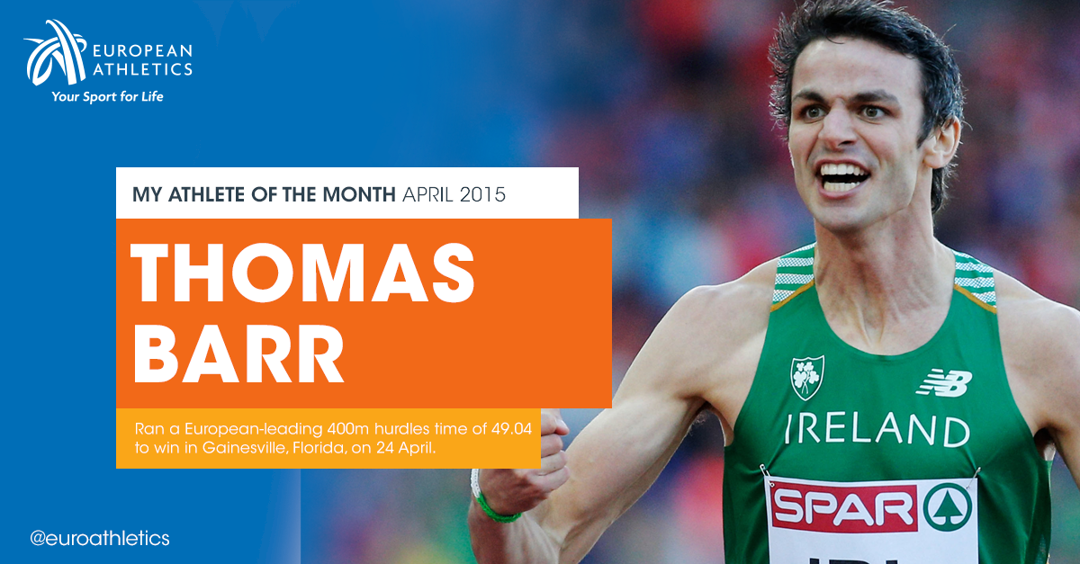 EuroAthletics's tweet photo. Retweet #Barr to vote for Ireland’s @TomBarr247 as your @EuroAthletics #athleteofthemonth for April http://t.co/QRz9C2RtHB