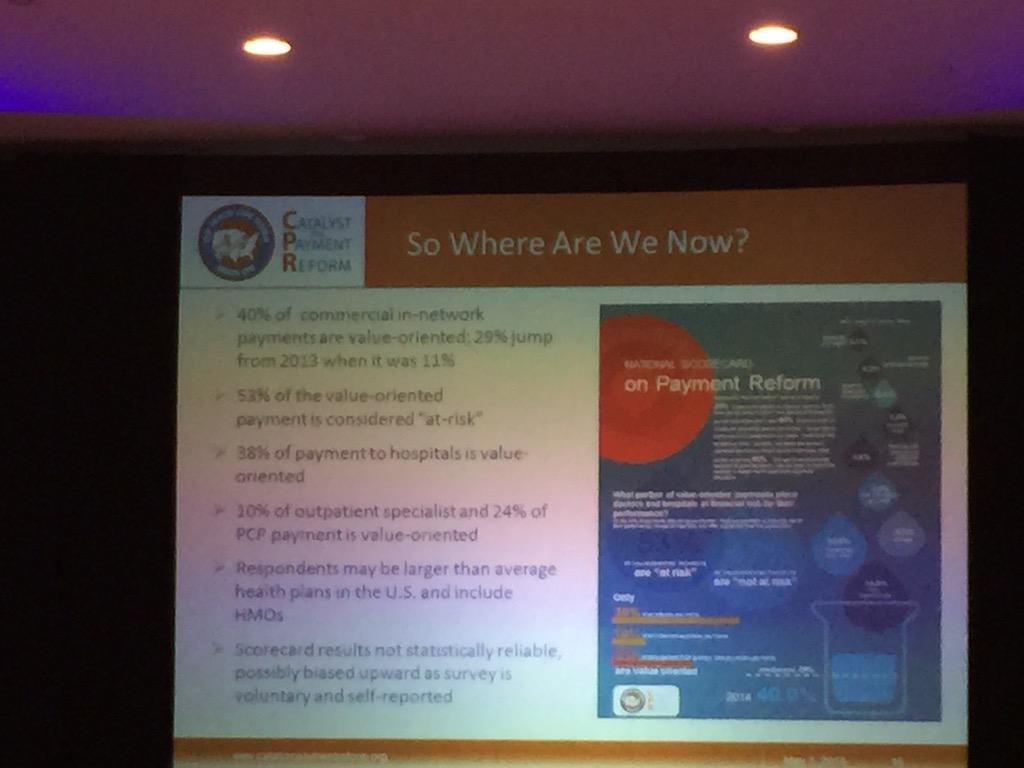 Only 40% of the commercial in-network payments were #ValueOriented in 2014 via <a href="/CPR4healthcare/">Catalyst for Payment Reform</a> <a href="/SuzanneDelbanco/">Suzanne Delbanco</a>