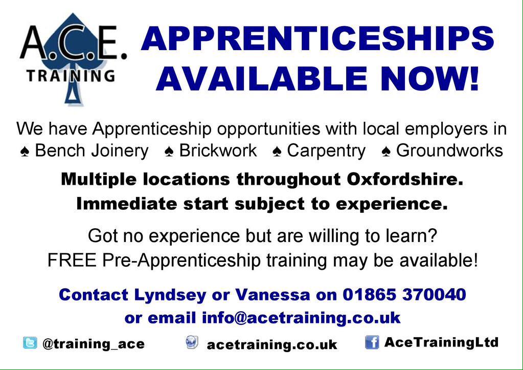 training_ace's tweet photo. As of today, there are 26 paid #Apprenticeship opportunities with us, across #Oxfordshire. What are you waiting for? http://t.co/tPVf1Abj9b