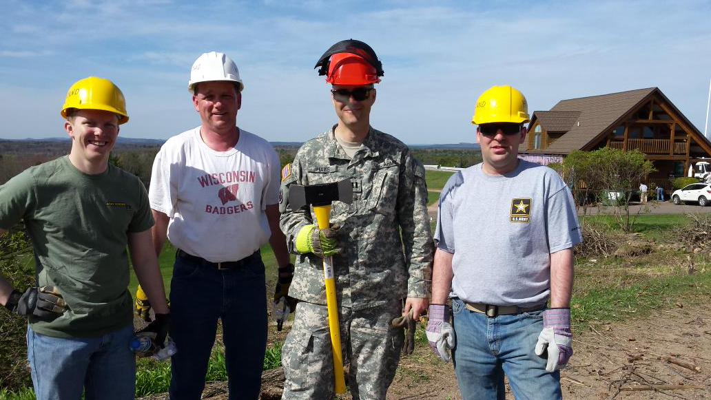 Phoenix_6_'s tweet photo. Recruiters in action!!!! Brush work and staining at the High Ground in Neillsville... more to follow!!! http://t.co/IcaXUhC5hC