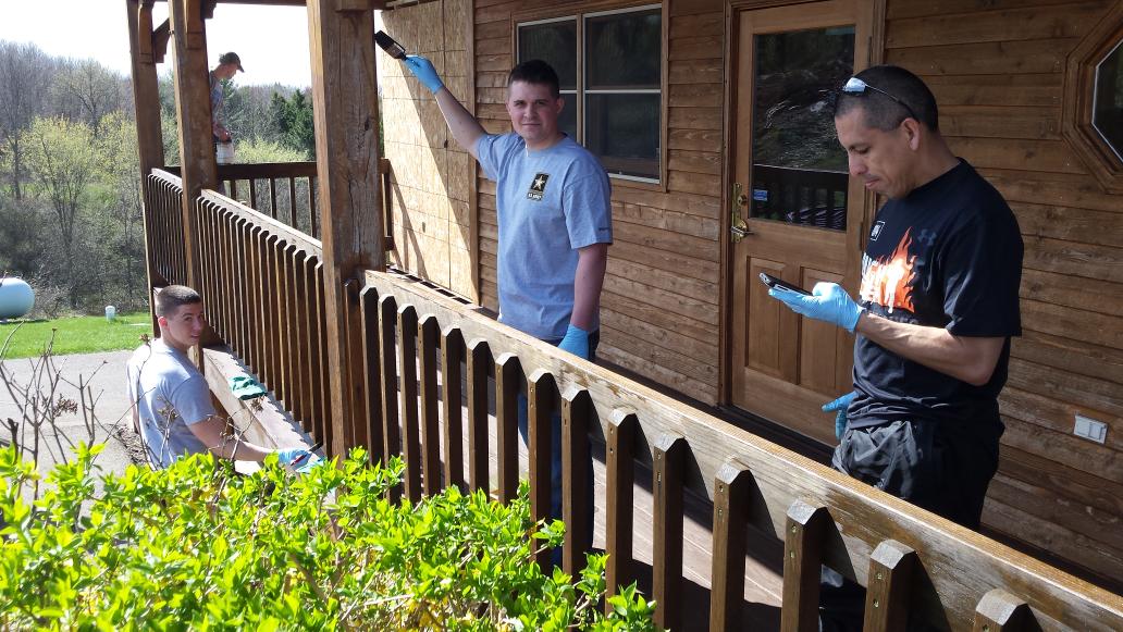 Phoenix_6_'s tweet photo. Recruiters in action!!!! Brush work and staining at the High Ground in Neillsville... more to follow!!! http://t.co/IcaXUhC5hC