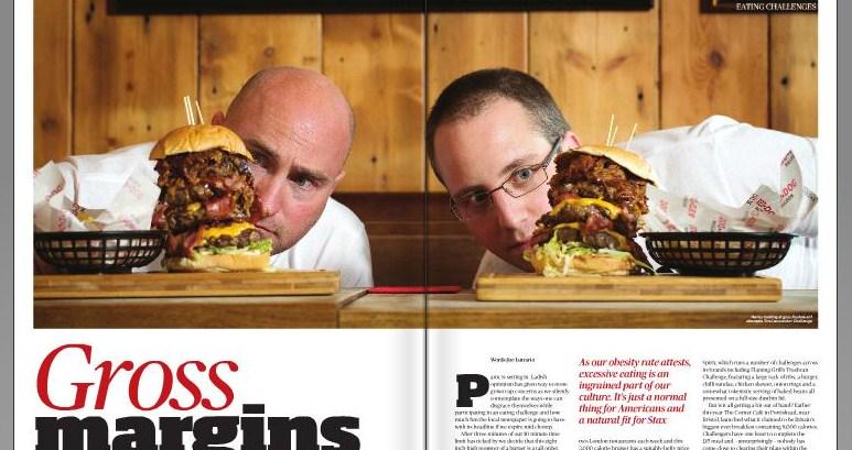 PatrickMcGuigan's tweet photo. Plenty of LOLs reading article on @StefanChomka & @joelutrario taking on @RedDogSaloonN1 Devastator burger. #menVfood http://t.co/sw7TR8Zr9K