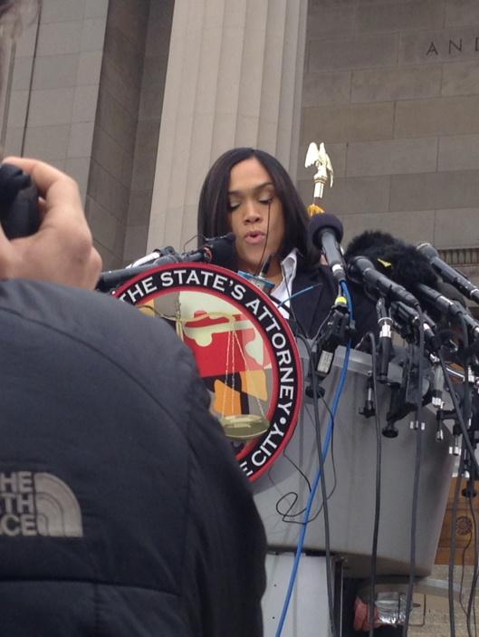 "I heard your cry for 'no justice, no peace,'" says @baltimoresao announcing charges against 6 officers. #freddiegray