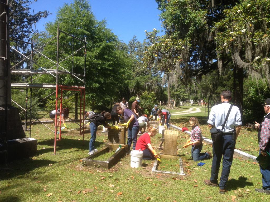 SPAatSCAD's tweet photo. Our cemetery preservation workshop is underway at Laurel Grove! http://t.co/l0ECnzcSDh