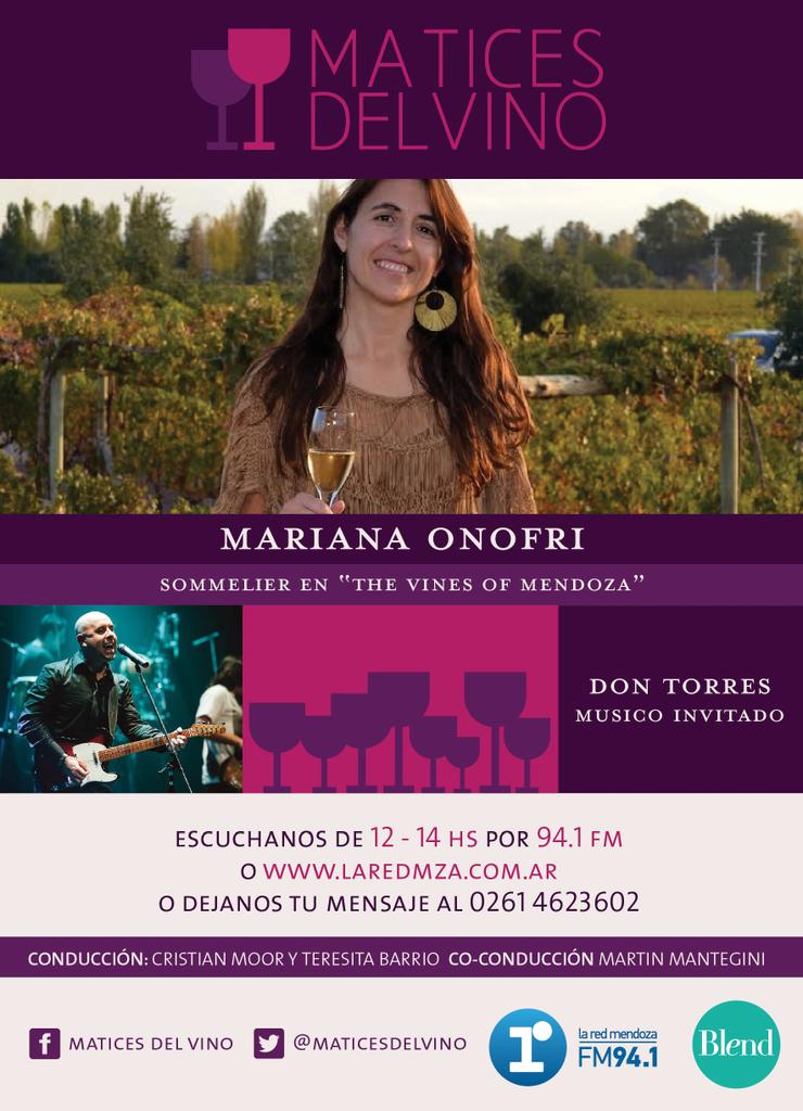 MaticesdelVino's tweet photo. Mañana de 12 a 14 hs. #MDV2015 @MarianaOnofri @vinesofmendoza @Terriur @CristianMoor @martinmantegini @LaRedMendoza http://t.co/bH6Atmj0EW