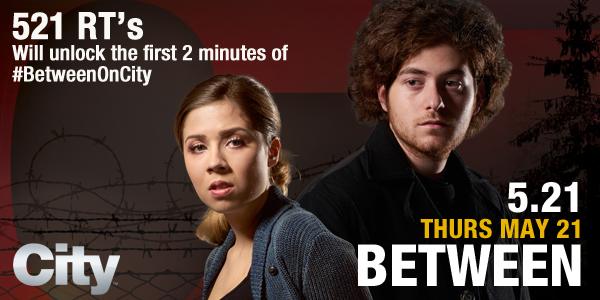 City_tv's tweet photo. 521 RT's will unlock the first 2 min sneak peek of @BetweenSeries premiere feat. @JennetteMcCurdy on @City_TV -GO! http://t.co/C6w4Wlf3WU