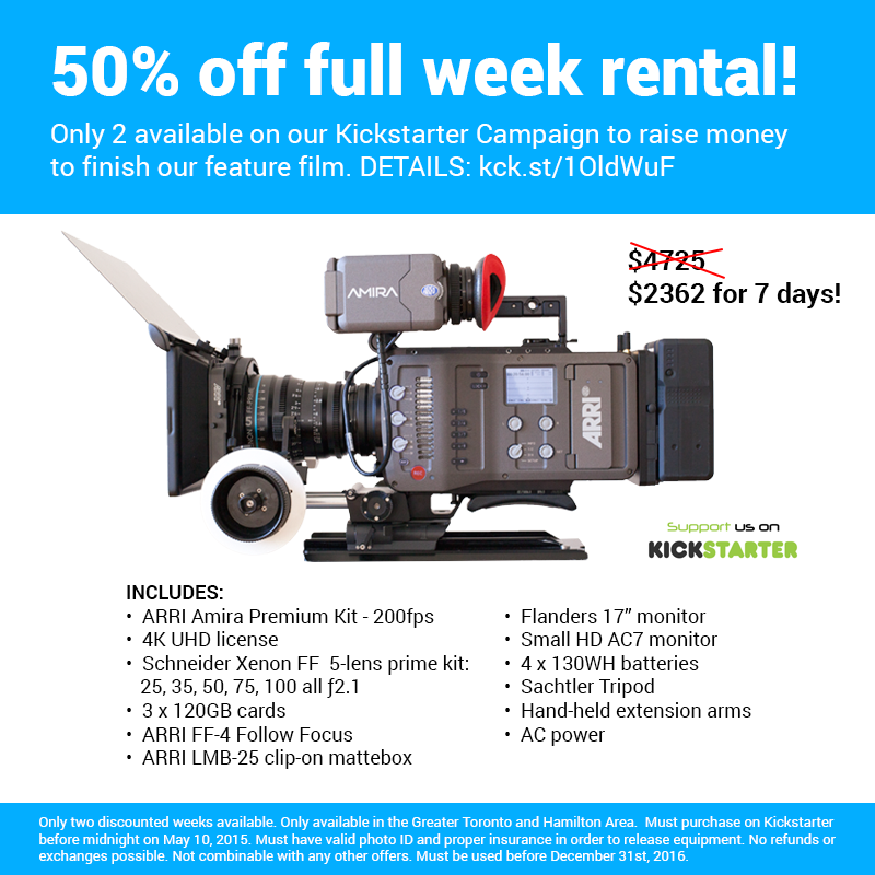 pollinatorfilms's tweet photo. 50% Off Full Week Amira Package. Only one left on our Kickstarter http://t.co/jRD9FzWDC6  #Film #Toronto #HamOnt http://t.co/t4x2wY2Rej