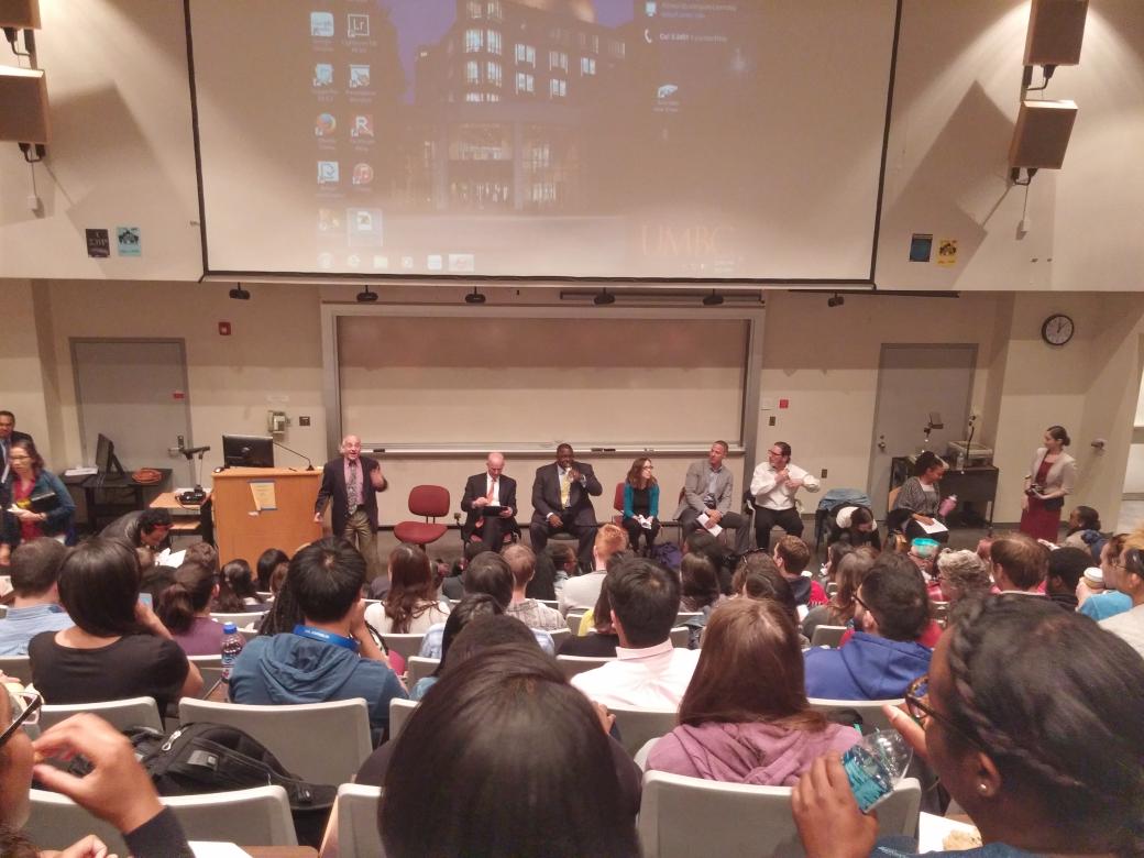 UMBCEvents's tweet image. Really inspiring to see so many involved students and staff at the campus discussion about the events in Baltimore.