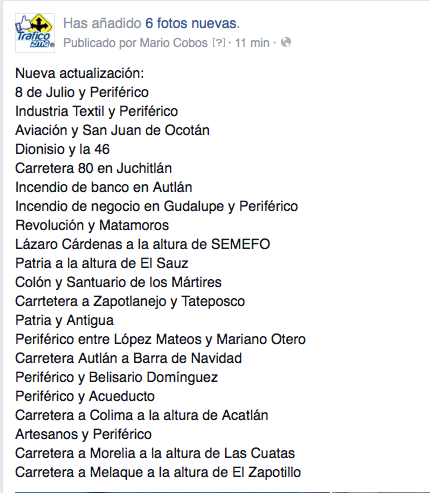 JorgernestoV's tweet photo. #BloqueosJalisco Al momento, estos son los puntos donde se presentan bloqueos https://t.co/uTkUNdFTh9 @julioastillero http://t.co/fLaUx2M5gR