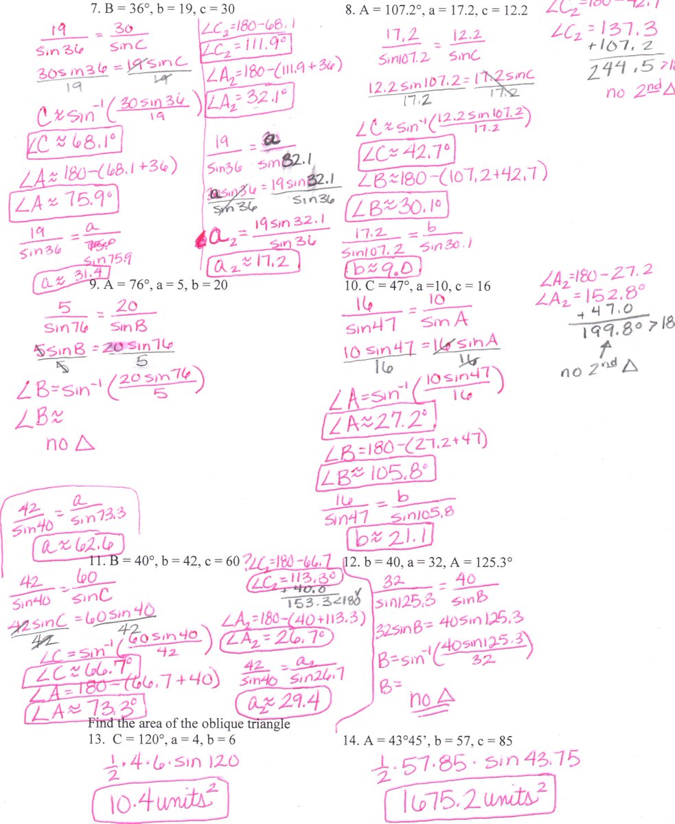 Sandy Kouns on Twitter: "24.24 Law of Sines worksheet answers? Here Throughout Law Of Sines Worksheet