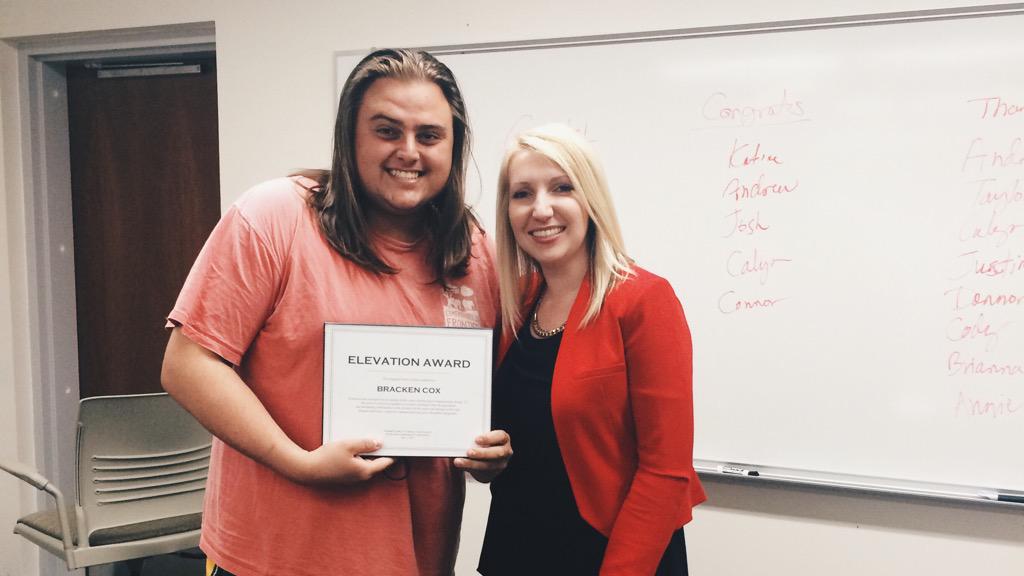 jane_damron's tweet image. Congrats to @thebrackdaddy on receiving the #css3311 (@ 10:10) #ElevationAward, as decided by his classmates! Sic &apos;em