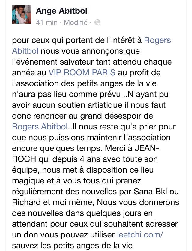 LesPetitsAngesD's tweet photo. ⚠️ Le concert au profit de l'association est malheureusement annulé. Merci encore @JeanRoch pour tout. ❤️😔 http://t.co/oESaQMQYDD