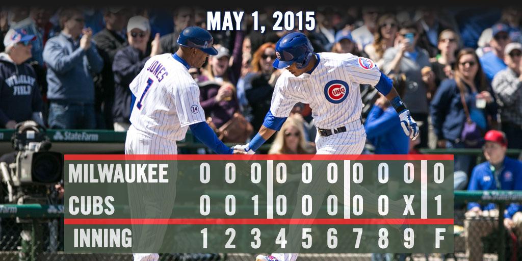 .<a href="/Addison_Russell/">Addison Russell</a>’s first big league homer backs <a href="/JLester34/">Jon Lester</a>’s first #Cubs win. Recap: atmlb.com/1GMRbhS #LetsGo