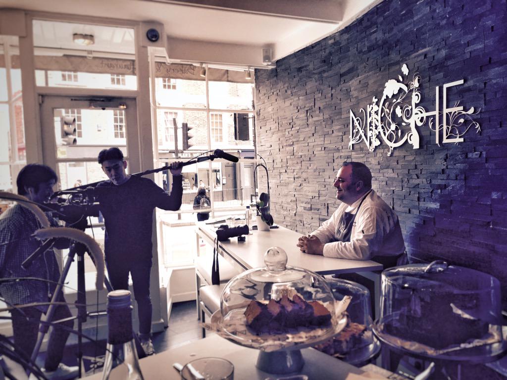 Nichefooddrink's tweet photo. Marc being interviewed following a cooking demo for @MyloveKBS - introducing South Korea to Omelette Arnold Bennett! http://t.co/ueMlHdqp6K