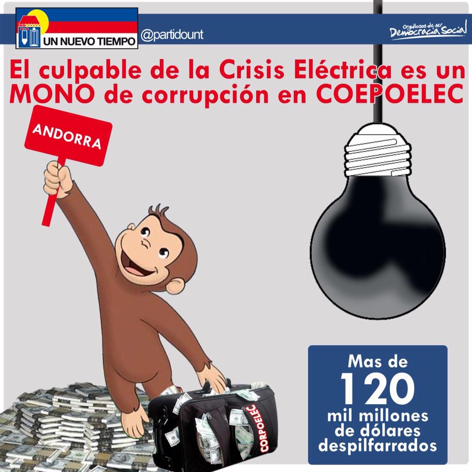 untzulia's tweet photo. El culpable de la crisis eléctrica es un MONO de corrupción en Corpoelec @jcfernandez http://t.co/y3EEzftEHu